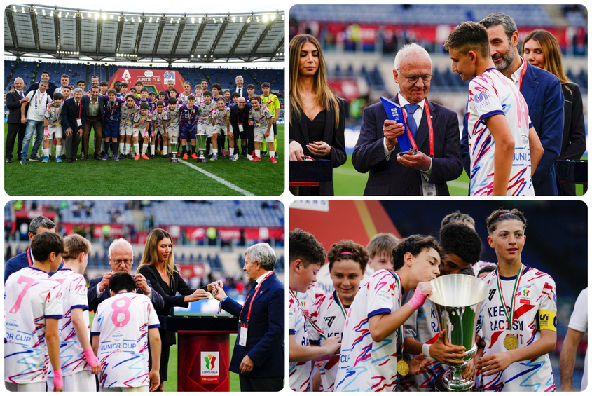 La Parrocchia San Giuseppe Lavoratore alza la coppa della Philadelphia Junior Cup Keep Racism Out 2