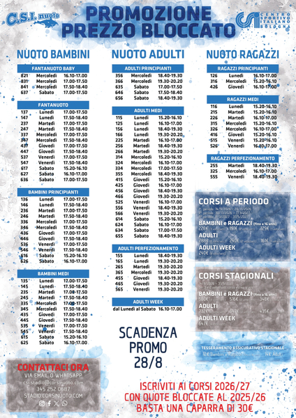 stadio volantino estivo 2 2026