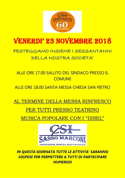 Festeggiamenti per i 60 anni della C.S.I. SASSO MARCONI 2