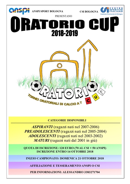 Volantino ORATORIO CUP 2018 2019