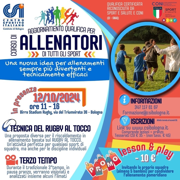 AGGIORNAMENTO ALLENATORI con rugby al tocco 2 aggiornamento 12 10 2024