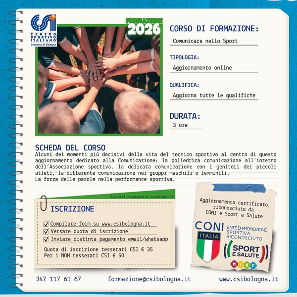 COMUNICARE LO SPORT 3 ORE