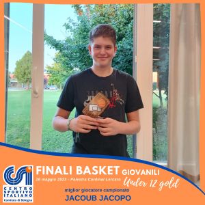 UNDER 12 GOLD  Miglior Giocatore Jacoub Jacopo