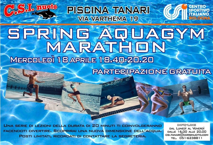 Spring Aquagym Marathon il 18 04 alla Piscina Tanari
