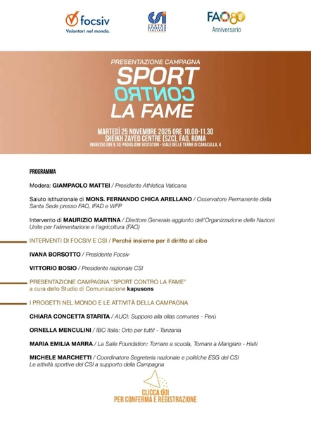 Sport contro la fame alla FAO con Csi e Focsiv 2