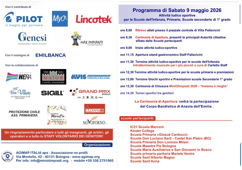 MiniOlimpiadi 2026 sabato a Villa Pallavicini. 2